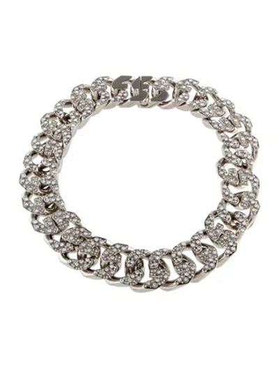 Pre-owned Givenchy Crystal G-chain Necklace, 18.75" In Transparent