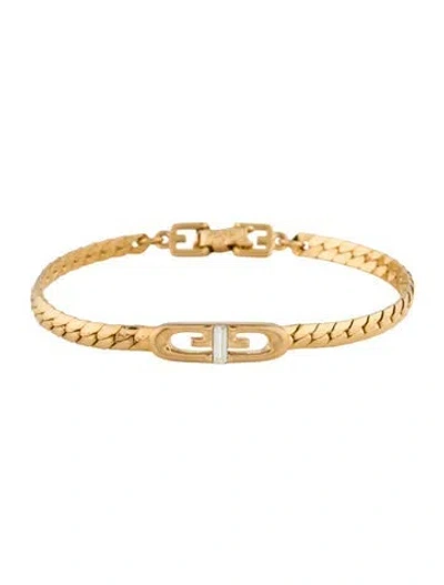 Pre-owned Givenchy Crystal Gg Link Bracelet, 6.5" In Multi