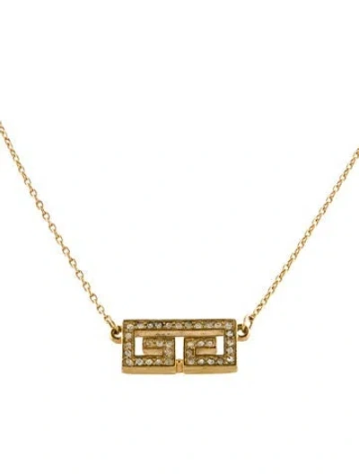 Pre-owned Givenchy Crystal Gg Pendant Necklace, 15.25" In Multi