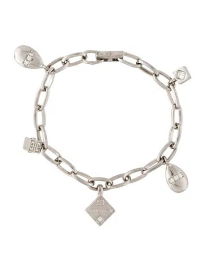 Pre-owned Givenchy Crystal Gggg Charm Bracelet, 6.5", 6.5" In Multicolor