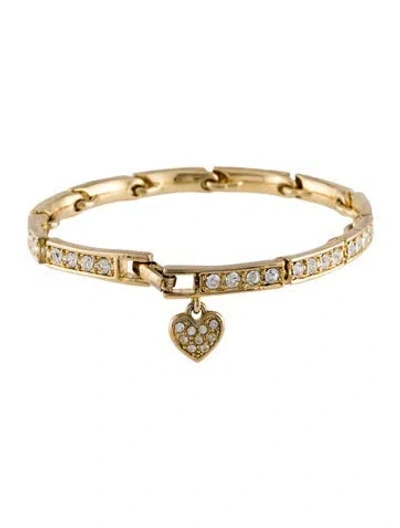 Pre-owned Givenchy Crystal Gggg Heart Charm Link Bracelet, 7" In Multi
