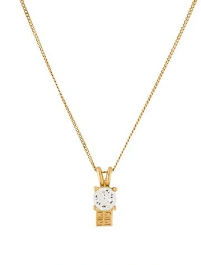 Pre-owned Givenchy Crystal Gggg Pendant Necklace, 18" In Multicolor