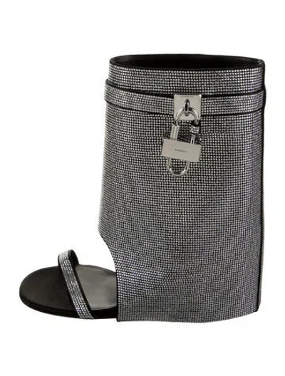 Pre-owned Givenchy Crystal Gladiator Sandals In Black