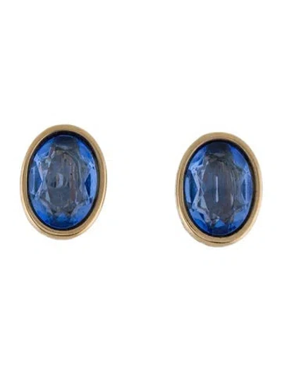 Pre-owned Givenchy Crystal Greek Key Clip On Sud Earring In Multi