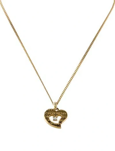 Pre-owned Givenchy Crystal Heart Pendant Necklace, 16.75" In Transparent