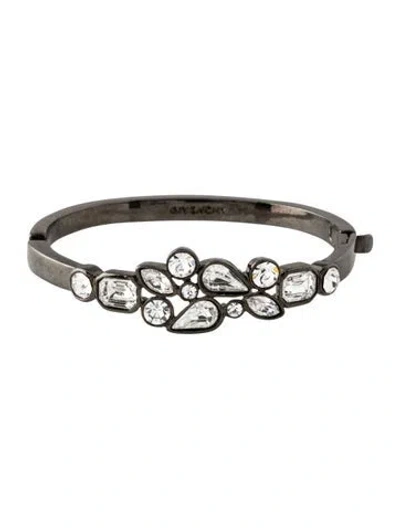 Pre-owned Givenchy Crystal Hinged Bangle Bracelet, 7.25" In Clear