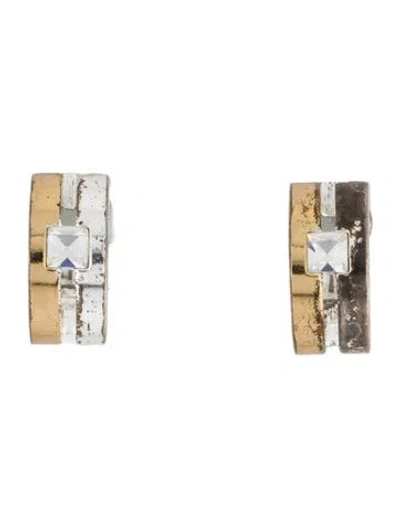 Pre-owned Givenchy Crystal Hoop Clip On Earrings In Multi