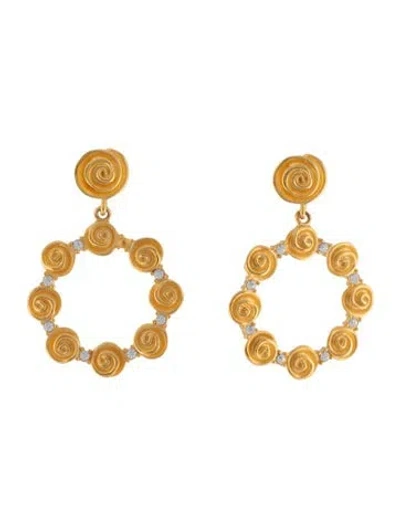 Pre-owned Givenchy Crystal Hoop Floral Drop Earrings In Multi