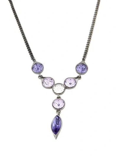 Pre-owned Givenchy Crystal Lavalier Necklace, 19" In Purple