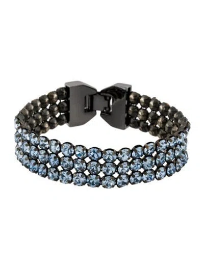 Pre-owned Givenchy Crystal Link Bracelet, 7" In Blue