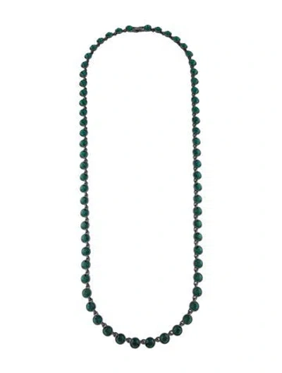 Pre-owned Givenchy Crystal Long Necklace, 34" In Green