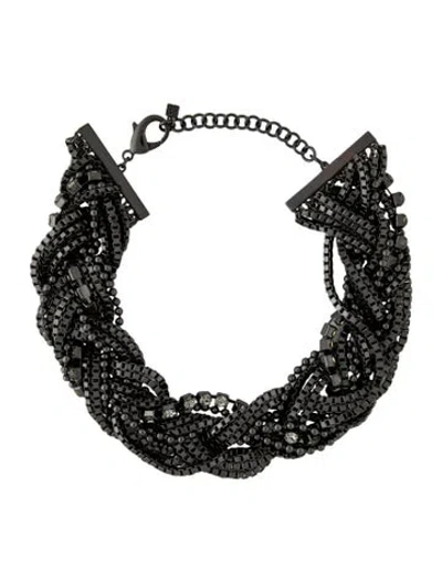 Pre-owned Givenchy Crystal Multistrand Collar Necklace, 19" In Multicolor
