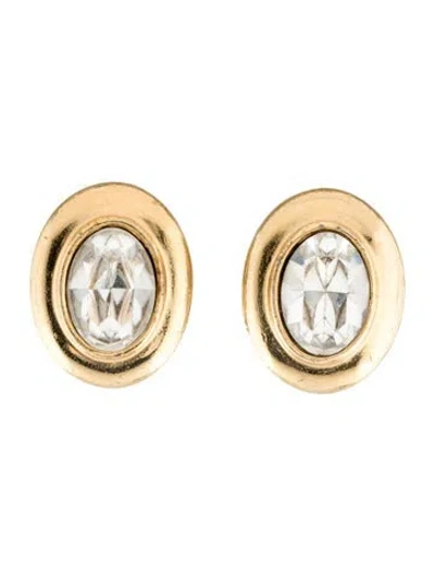 Pre-owned Givenchy Crystal Oval Vintage Clip-on Earrings In Multi