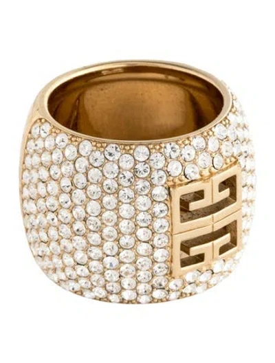 Pre-owned Givenchy Crystal Pavé 4g Cocktail Ring In Multicolor