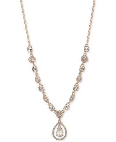 Givenchy Crystal Pear-shape Orbital Pendant Necklace, 16" + 3" Extender