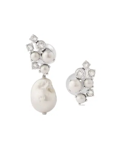 Givenchy Crystal Pearl Asymmetric Earrings In Silver