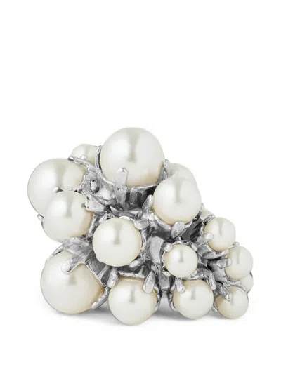 Givenchy Crystal Pearl Earcuff In Metal And Pearls In Silver
