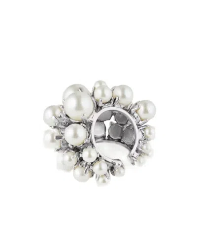 Givenchy Crystal Pearl Earcuff In Metal And Pearls In White/silver