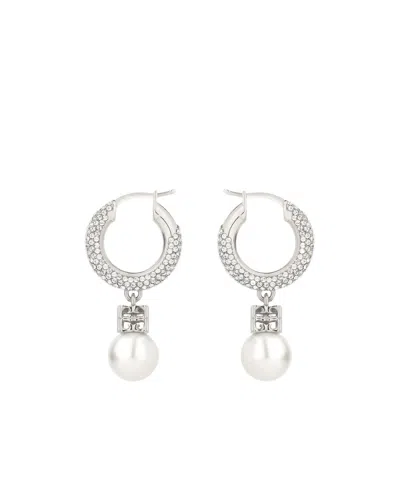 Givenchy Crystal Pearl Earrings In White