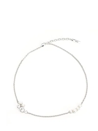 Givenchy Crystal Pearl Mixed Silvery S Necklace Jewelry Silver In Purple