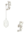 Givenchy Crystal Pearl Silvery Hoops Earrings In Metallic