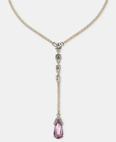 Givenchy Crystal Pear-shape Lariat Necklace, 16" + 3" Extender In Pink