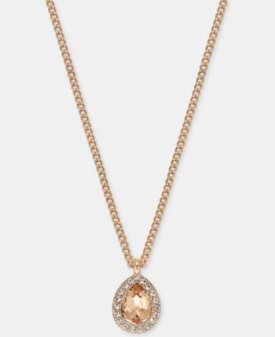 Givenchy Crystal Pear-shape Pendant Necklace, 16" + 3" Extender In Pink