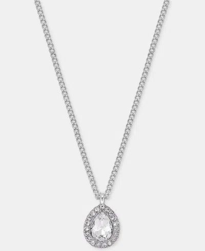 Givenchy Crystal Pear-shape Pendant Necklace, 16" + 3" Extender In White