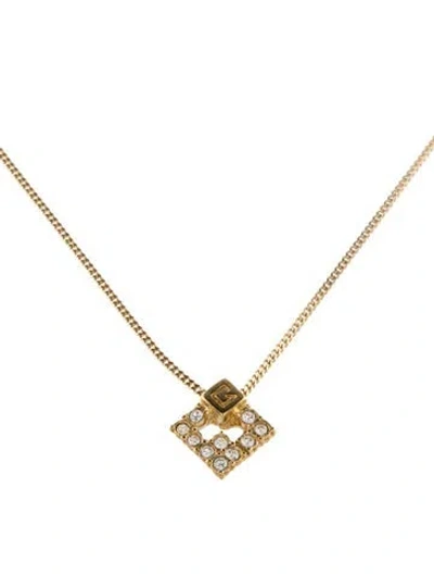 Pre-owned Givenchy Crystal Pendant Necklace, 14.5" In Multi