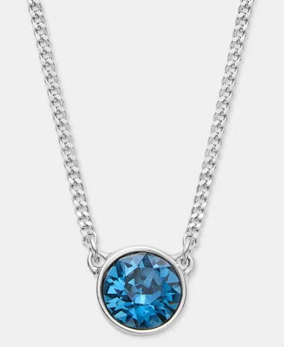 Givenchy , Crystal Pendant Necklace, 16" + 2" Extender In Blue