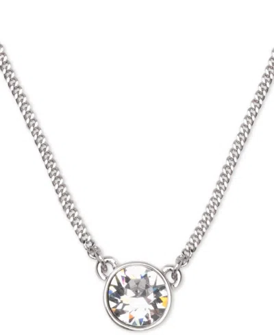 Givenchy , Crystal Pendant Necklace, 16" + 2" Extender In Silver