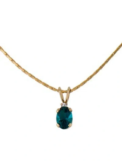 Pre-owned Givenchy Crystal Pendant Necklace, 16" In Green