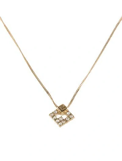 Pre-owned Givenchy Crystal Pendant Necklace, 16" In Multi