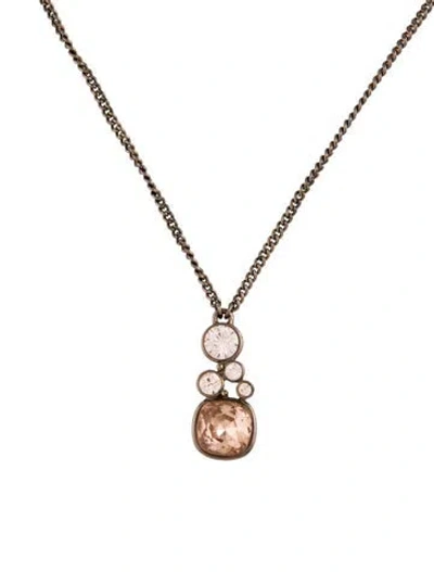 Pre-owned Givenchy Crystal Pendant Necklace, 18" In Neutrals