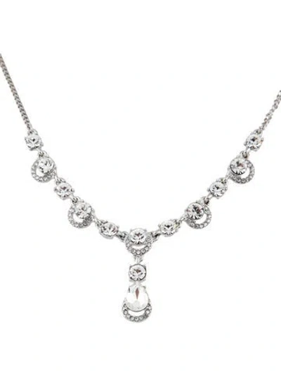 Pre-owned Givenchy Crystal Pendant Necklace, 19" In Transparent