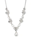 GIVENCHY CRYSTAL PETAL PENDANT NECKLACE, 16" + 3" EXTENDER