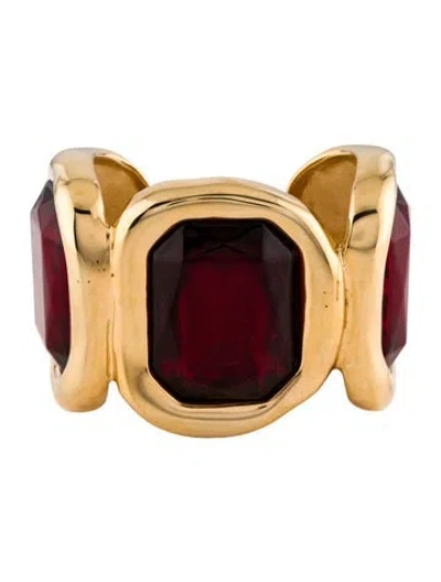 Pre-owned Givenchy Crystal Sculptural Cuff Bracelet, 6.5" In Multicolor