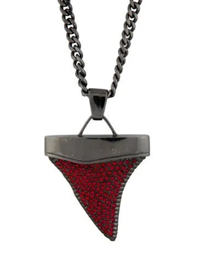 Pre-owned Givenchy Crystal Shark Tooth Pendant Neklace, 35" In Multi
