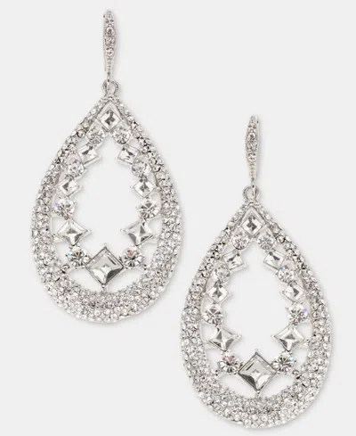 Givenchy Crystal Silver-tone Pave Pear Orbital Drop Earrings In Metallic