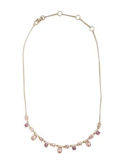 Pre-owned Givenchy Crystal Station Necklace, 19" In Pink