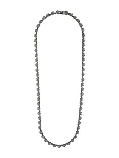 Pre-owned Givenchy Crystal Station Necklace, 35" In Grey