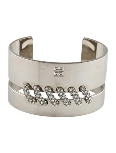 Pre-owned Givenchy Crystal Stitch Cuff Bracelet, 6.5" In Multi