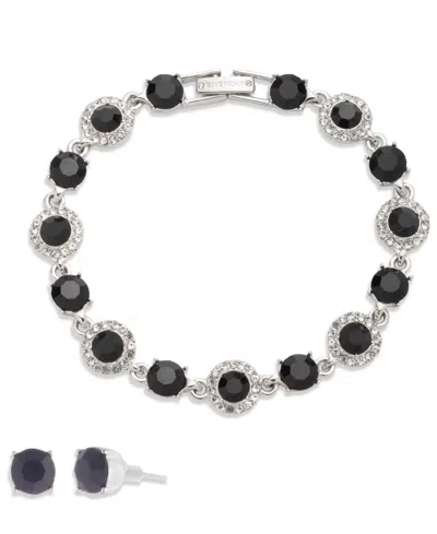 Givenchy Crystal Stone Bracelet And Stud Earrings Set In Black