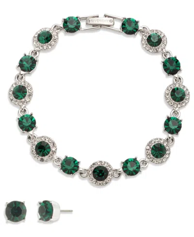 Givenchy Crystal Stone Bracelet And Stud Earrings Set In Green