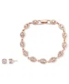 Givenchy Crystal Stone Flex Bracelet And Stud Earrings Set In Gold