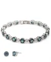 Givenchy Crystal Stone Silver-tone Flex Bracelet And Stud Earrings Set In Metallic