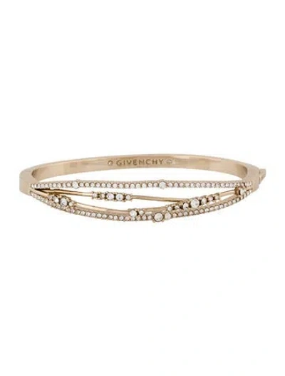 Pre-owned Givenchy Crystal Twist Triple Row Bangle Bracelet, 7" In Multi