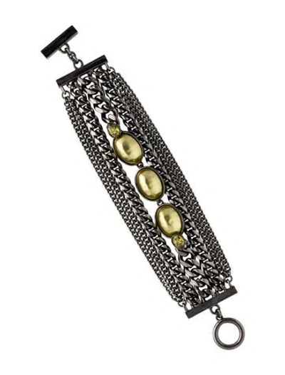 Pre-owned Givenchy Crystal Two-tone Multistrand Link Bracelet, 5.75" In Yellow