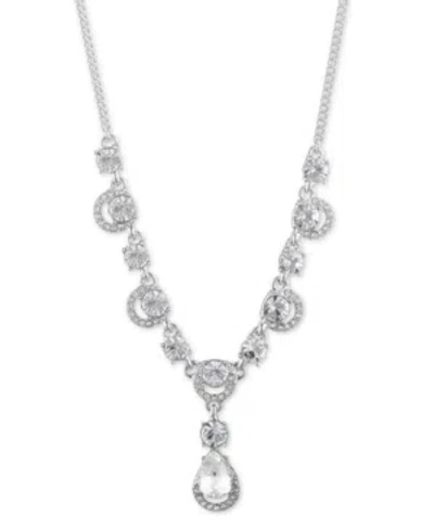 Givenchy Rose Gold And Silk Crystal Y-neck Necklace In Silver