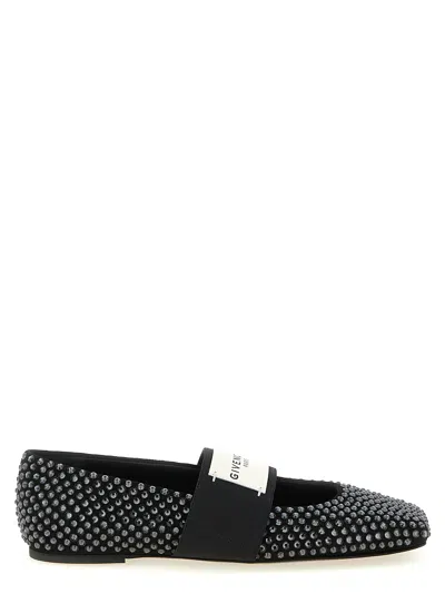 Givenchy Crystal-embellished Calfskin Ballet Flat In Black
